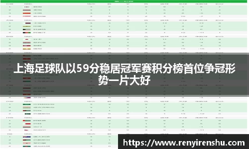 上海足球队以59分稳居冠军赛积分榜首位争冠形势一片大好
